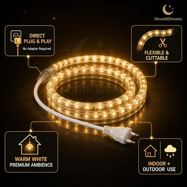 KAVYASHINE_600Led_5_Meter_Strip_Smd_Light_Waterproof_Lighting_For_Home_Wall_Decor_Interior_Decoration_Perfect_For_Diwali_Lighting_Wedding_Events_Warm_White
