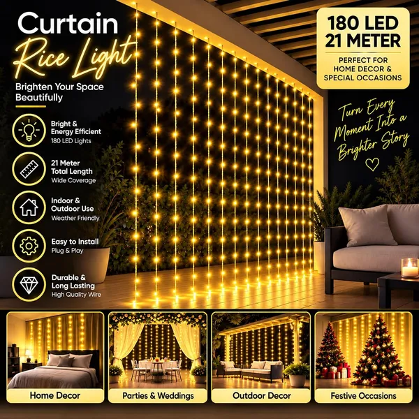 KAVYASHINE_Led_Curtain_String_Rice_Lights_180_Leds_21_Meter_8_Modes_For_Home_Decoration_For_Diwali_Christmas_Events_Yellow