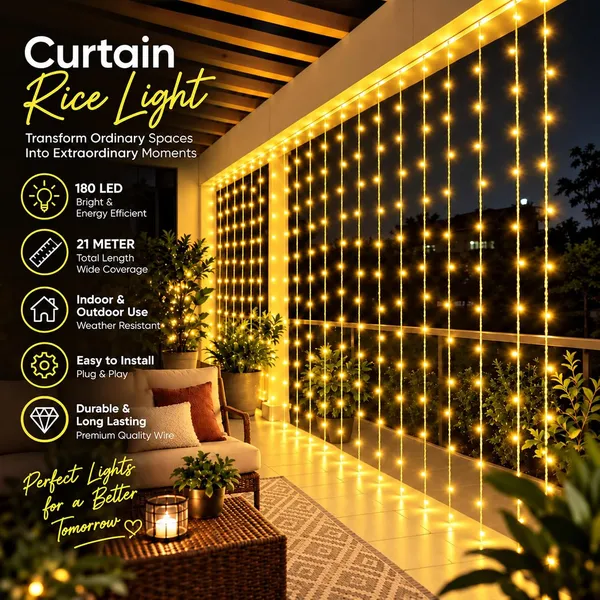 KAVYASHINE_Led_Curtain_String_Rice_Lights_180_Leds_21_Meter_8_Modes_For_Home_Decoration_For_Diwali_Christmas_Events_Yellow
