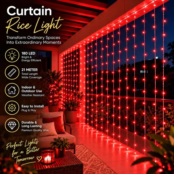 KAVYASHINE_Led_Curtain_String_Rice_Lights_180_Leds_21_Meter_8_Modes_For_Home_Decoration_For_Diwali_Christmas_Events_Red