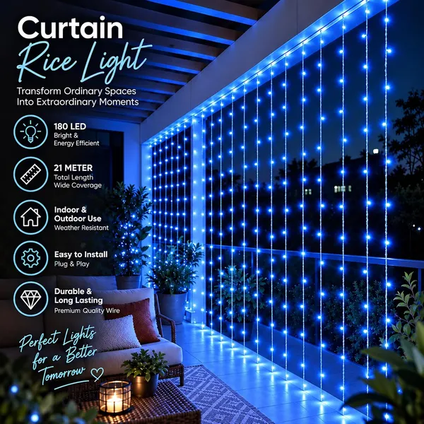 KAVYASHINE_Led_Curtain_String_Rice_Lights_180_Leds_21_Meter_8_Modes_For_Home_Decoration_For_Diwali_Christmas_Events_Blue