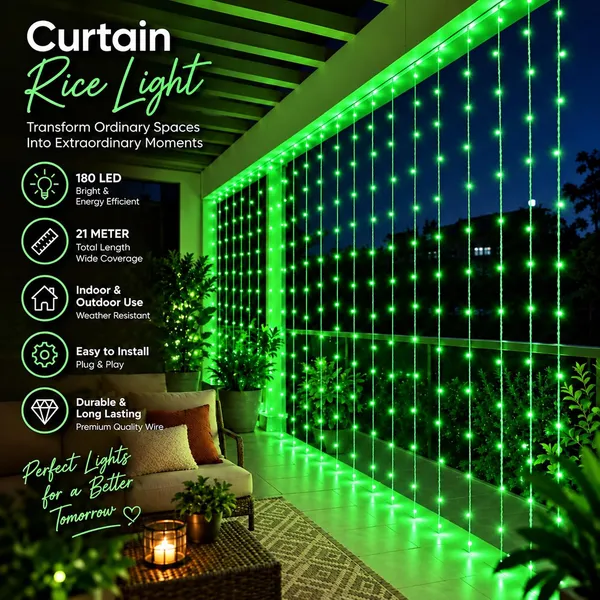 KAVYASHINE_Led_Curtain_String_Rice_Lights_180_Leds_21_Meter_8_Modes_For_Home_Decoration_For_Diwali_Christmas_Events_Green