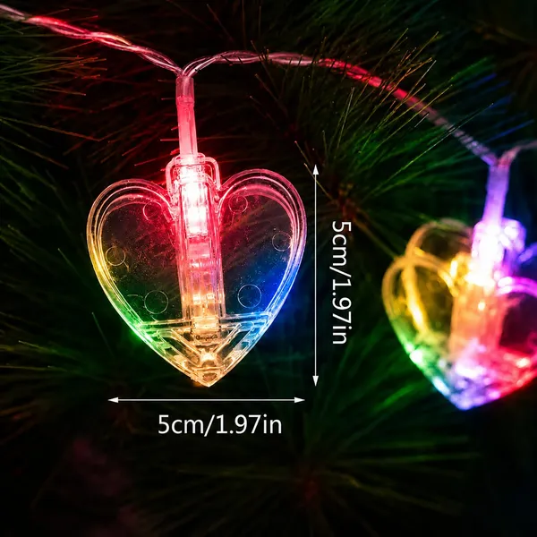 KAVYASHINE_14_Led_3_Meter_Decorative_Photo_Clip_String_Lights_For_Bedroom_Wall_Decoration_Home_Party_And_Memory_Display_Photo_Clip_Light_Heart_Multi