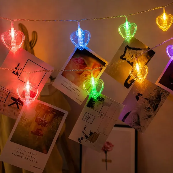 KAVYASHINE_14_Led_3_Meter_Decorative_Photo_Clip_String_Lights_For_Bedroom_Wall_Decoration_Home_Party_And_Memory_Display_Photo_Clip_Light_Heart_Multi