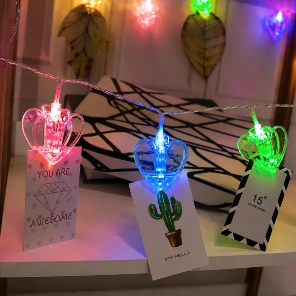 KAVYASHINE_14_Led_3_Meter_Decorative_Photo_Clip_String_Lights_For_Bedroom_Wall_Decoration_Home_Party_And_Memory_Display_Photo_Clip_Light_Heart_Multi
