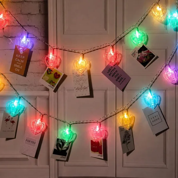 KAVYASHINE_14_Led_3_Meter_Decorative_Photo_Clip_String_Lights_For_Bedroom_Wall_Decoration_Home_Party_And_Memory_Display_Photo_Clip_Light_Heart_Multi