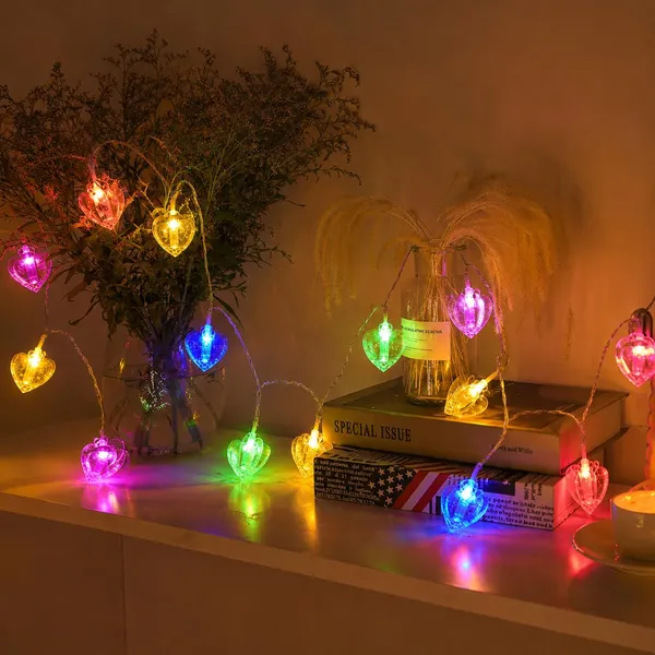 KAVYASHINE_14_Led_3_Meter_Decorative_Photo_Clip_String_Lights_For_Bedroom_Wall_Decoration_Home_Party_And_Memory_Display_Photo_Clip_Light_Heart_Multi