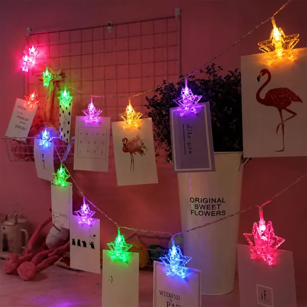 KAVYASHINE_14_Led_3_Meter_Decorative_Photo_Clip_String_Lights_For_Bedroom_Wall_Decoration_Home_Party_And_Memory_Display_Photo_Clip_Light_Star_Multi