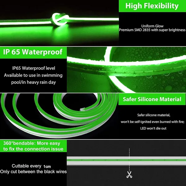 16_4_Feet_Led_Neon_Strip_Lights_Cuttable_Flexible_Ip65_Waterproof_5_Meter_For_Home_Bedroom_Party_Gaming_Room_Christmas_Diwali_Green
