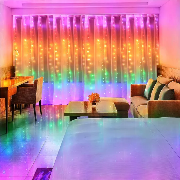 KAVYASHINE_100Led_Hanging_String_Lights_3_5M_Perfect_For_Home_Festival_Diwali_Christmas_Decoration_Party_Wedding_10Hook_Curtain_3M_Multi