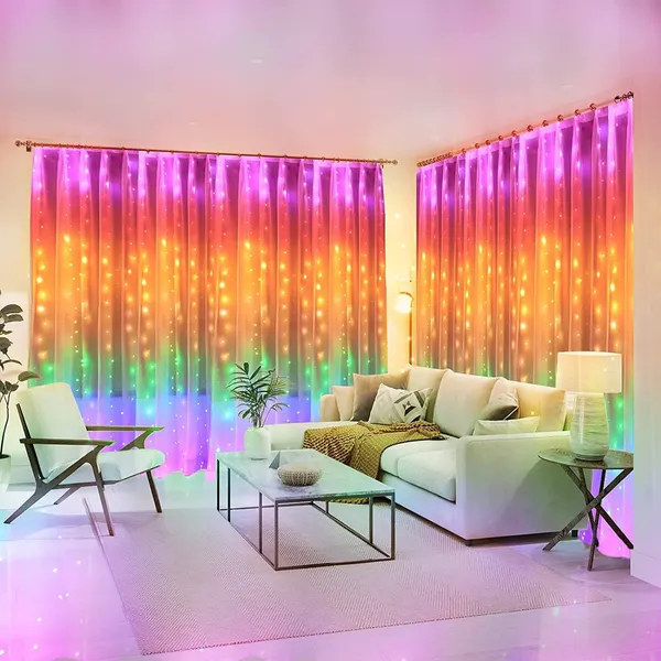 KAVYASHINE_100Led_Hanging_String_Lights_3_5M_Perfect_For_Home_Festival_Diwali_Christmas_Decoration_Party_Wedding_10Hook_Curtain_3M_Multi