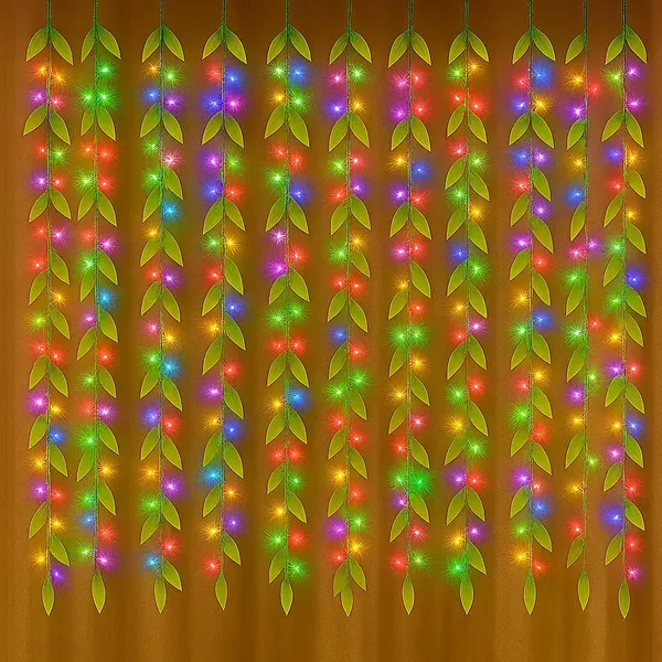 KAVYASHINE_100Led_Hanging_String_Lights_3_5M_Perfect_For_Home_Festival_Diwali_Christmas_Decoration_Party_Wedding_Leaves_Curtain_3M_Multi