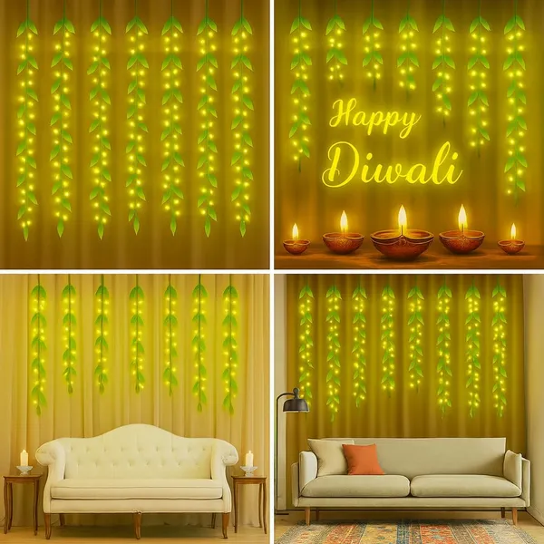 KAVYASHINE_100Led_Hanging_String_Lights_3_5M_Perfect_For_Home_Festival_Diwali_Christmas_Decoration_Party_Wedding_Leaves_Curtain_3M_Ww