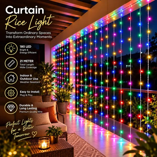 KAVYASHINE_180Led_Curtain_String_Rice_Lights_21_Meter_8_Modes_For_Home_Decoration_For_Diwali_Christmas_Events_Multi