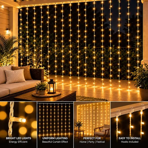 KAVYASHINE_180Led_Curtain_String_Rice_Lights_21_Meter_8_Modes_For_Home_Decoration_For_Diwali_Christmas_Events_Warm_White
