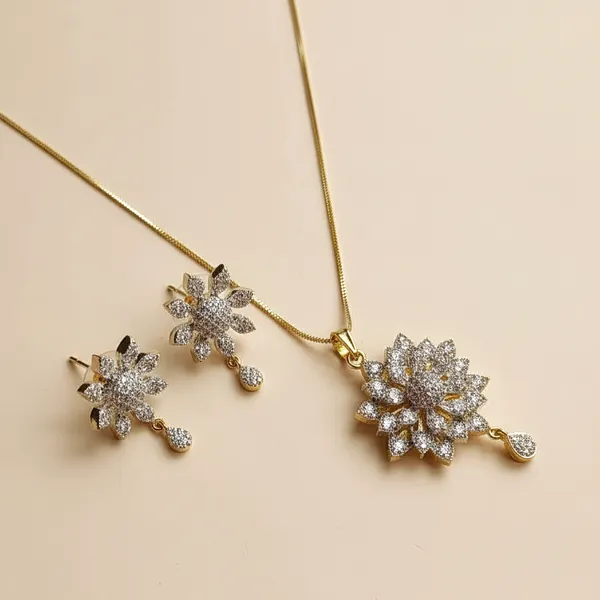Fabllery_American_Diamond_3d_Flowral_Pendant_With_Studd_Jewellery_Set