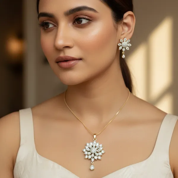 Fabllery_American_Diamond_3d_Flowral_Pendant_With_Studd_Jewellery_Set