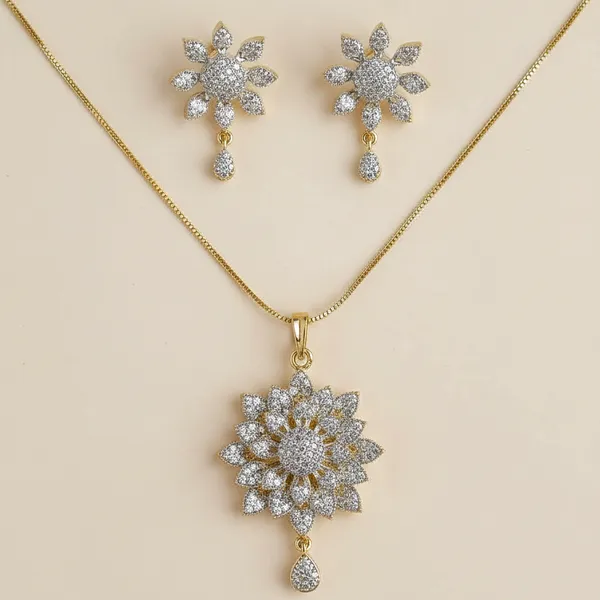 Fabllery_American_Diamond_3d_Flowral_Pendant_With_Studd_Jewellery_Set