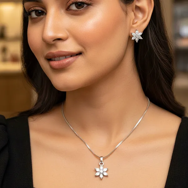 Fabllery_Necklace_Anti_Tarnish_Flower_Set_With_Earrings