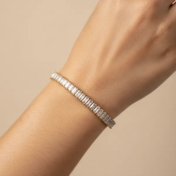 Fabllery_Luxury_Baguette_Cut_American_Diamond_Tennis_Bracelet_For_Women_Elegant_Party_Wear_Silver_Bracelet