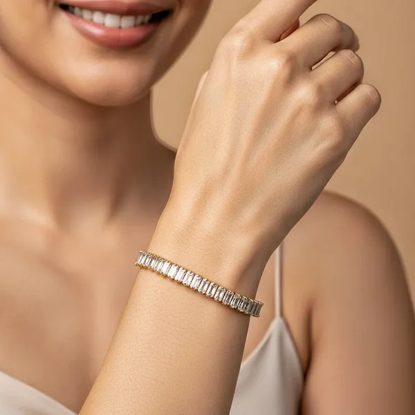 Fabllery_Luxury_Baguette_Cut_American_Diamond_Tennis_Bracelet_For_Women_Elegant_Party_Wear_Silver_Bracelet