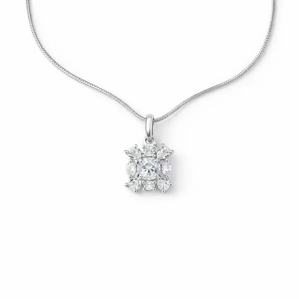 Fabllery_Elegant_American_Diamond_Pendant_Necklace_Set_With_Earrings_Luxury_Floral_Design_Silver_Jewellery_Set_For_Women