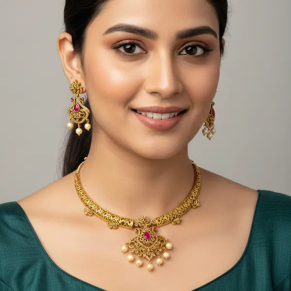 Fabllery_Anti_Tarnish_Traditional_Gold_Plated_Necklace_Set_With_Pearl_Drops_Ruby_Stone