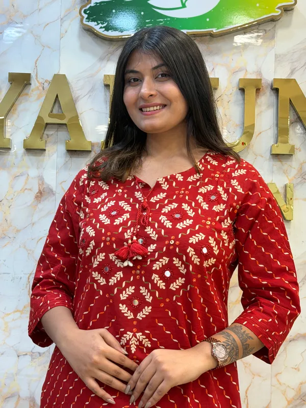 Red_Printed_Straight_Kurta_Pant_Set_for_Women