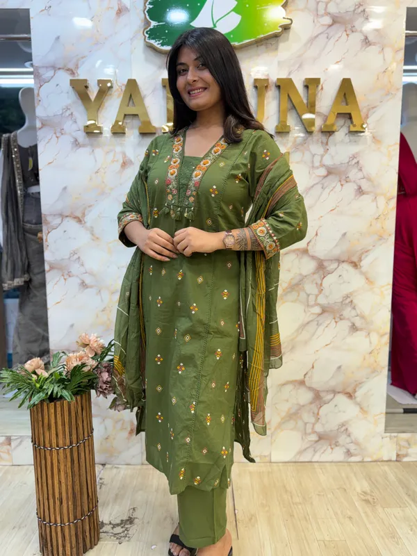 Olive_Green_Embroidered_Straight_Kurta_Set_For_Women