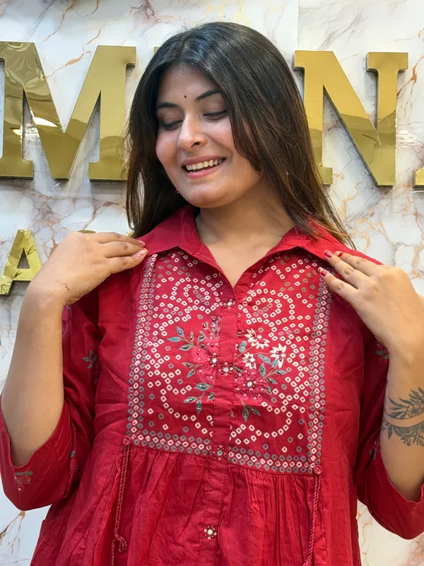 Red_Printed_Flared_Kurta_Set_for_Women