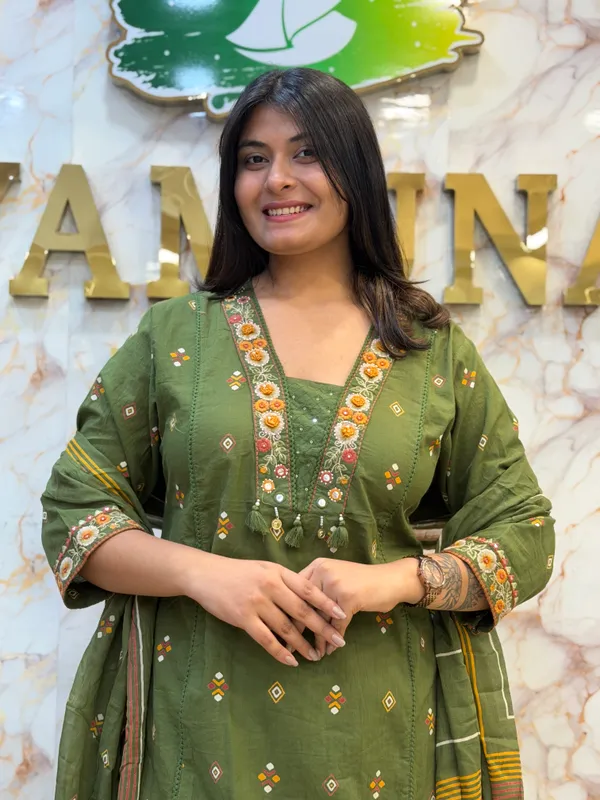 Olive_Green_Embroidered_Straight_Kurta_Set_For_Women