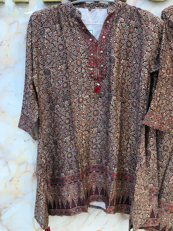 Brown_Printed_Kurta_Pant_Set_for_Women