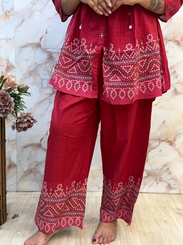 Red_Printed_Flared_Kurta_Set_for_Women