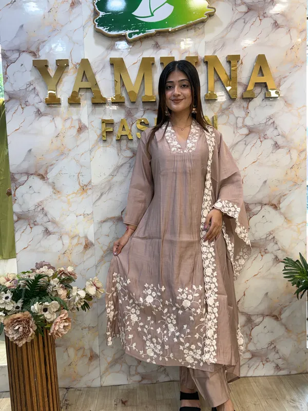 Taupe_Embroidered_Straight_Kurta_Set_For_Women
