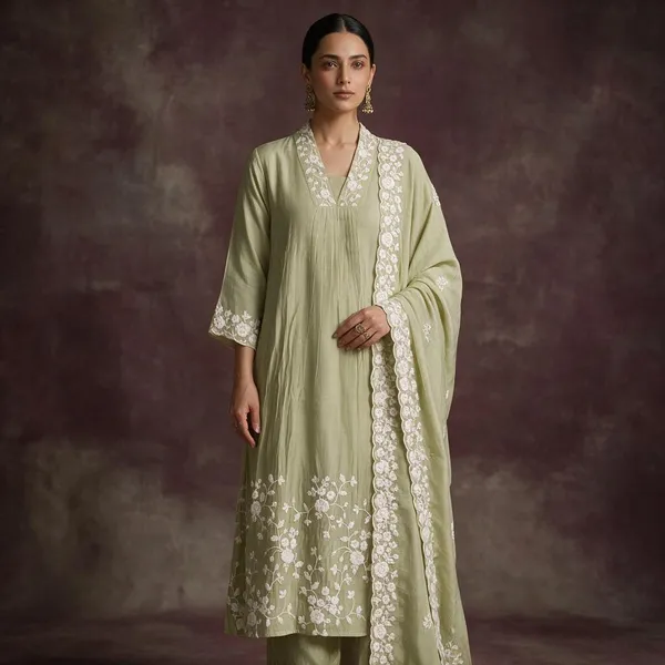 Green_Embroidered_Kurta_Set_With_Dupatta_For_Women