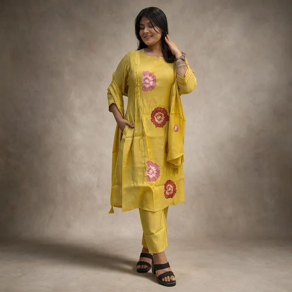 Yellow_Floral_Embroidered_Straight_Kurta_Set_For_Women