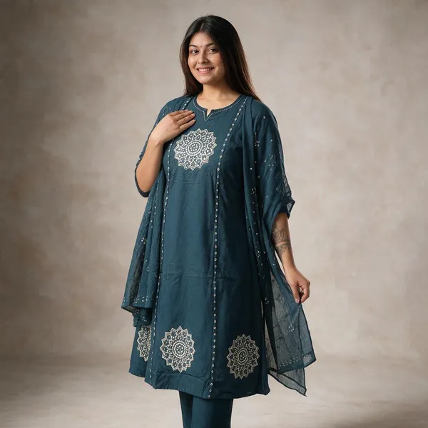 Teal_Printed_Anarkali_Kurta_Set_For_Women