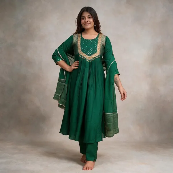 Green_Embellished_Anarkali_Kurta_Set_For_Women