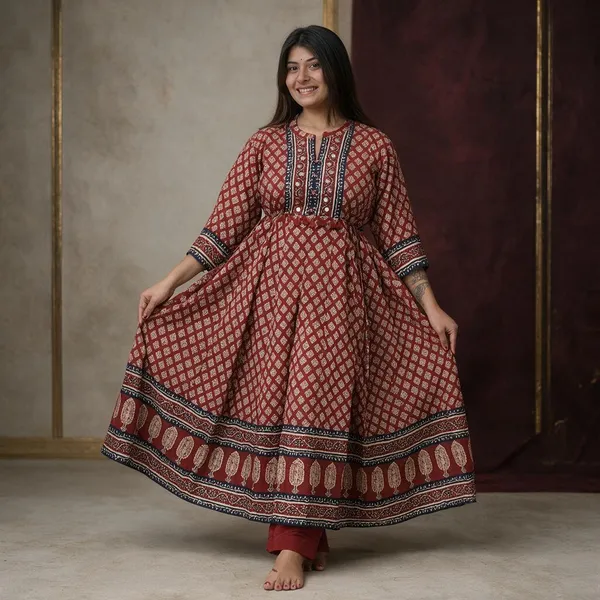 Red_Printed_Anarkali_Kurta_Set_For_Women