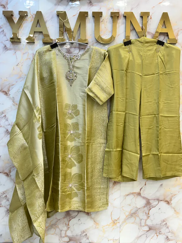 Olive_Glossy_Printed_Embellished_Kurta_Set_for_Women