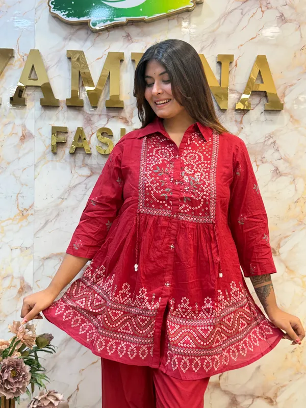 Red_Printed_Flared_Kurta_Set_for_Women