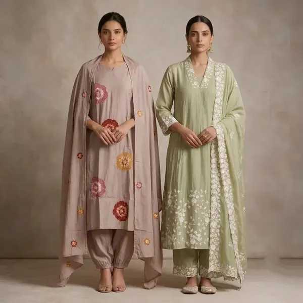 Pista_Green_And_Beige_Embroidered_Kurta_Set_With_Dupatta_For_Women_Pack_Of_2