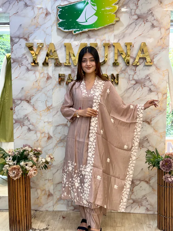 Taupe_Embroidered_Straight_Kurta_Set_For_Women