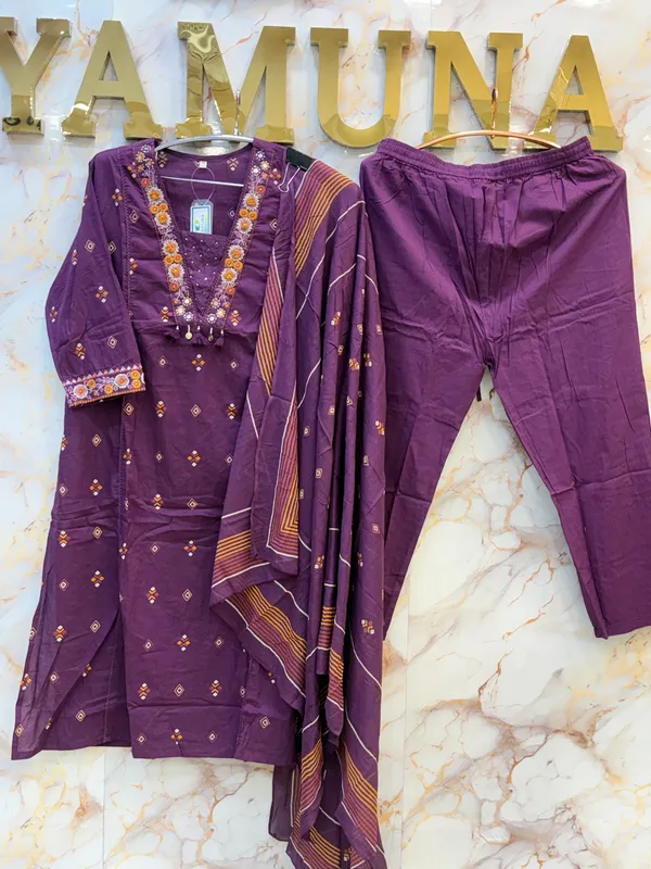 Purple_Printed_Embroidered_Kurta_Set_With_Dupatta_For_Women