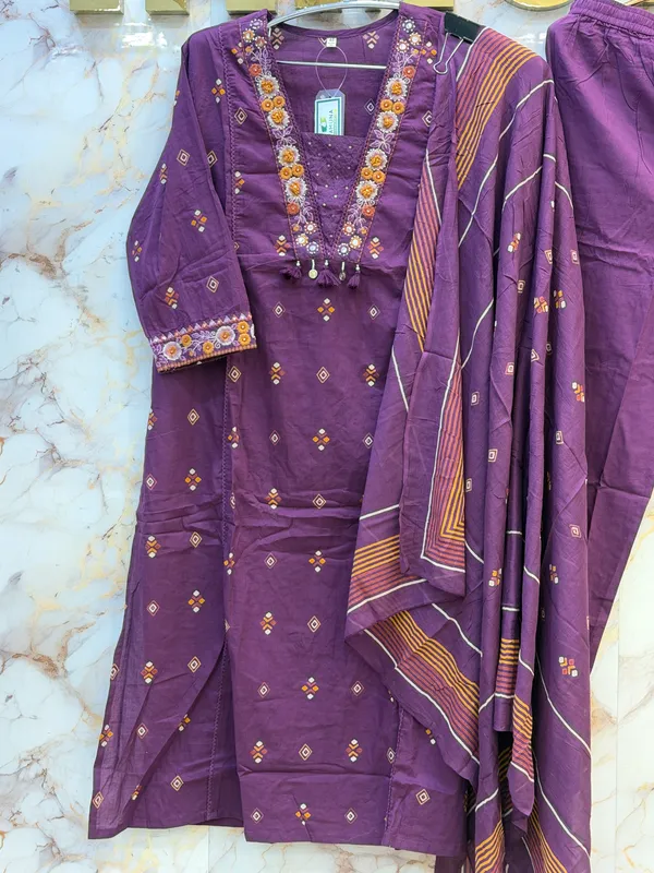 Purple_Printed_Embroidered_Kurta_Set_With_Dupatta_For_Women