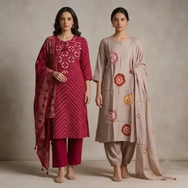 Beige_And_Red_Floral_Embroidered_Straight_Kurta_Set_For_Women_Pack_Of_2
