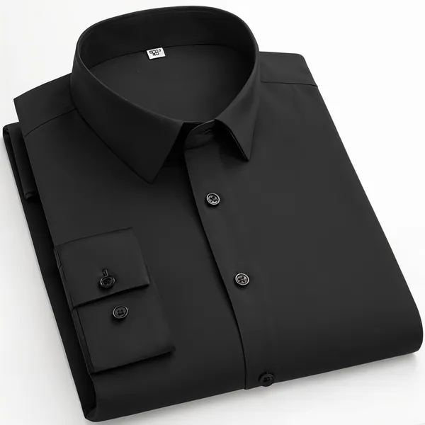 New_Cotton_Blend_Solid_Shirts_Black