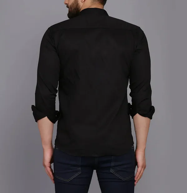 New_Cotton_Blend_Solid_Shirts_Black