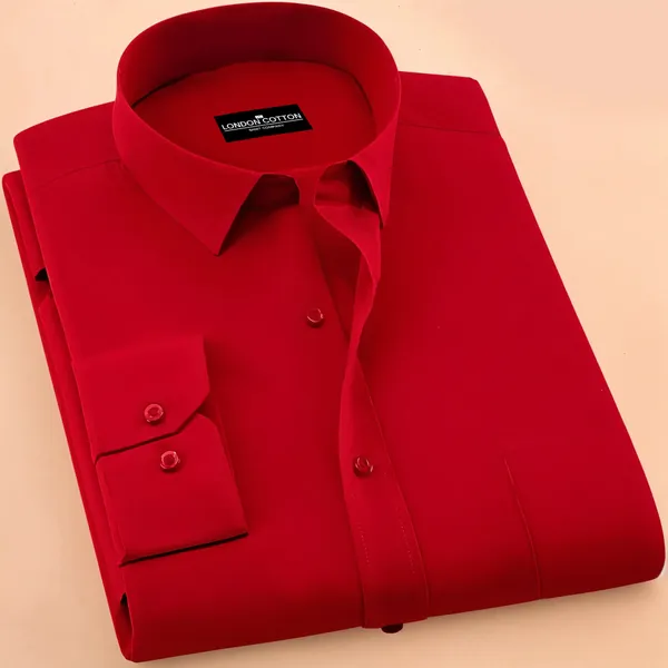 New_Cotton_Blend_Solid_Shirts_Red