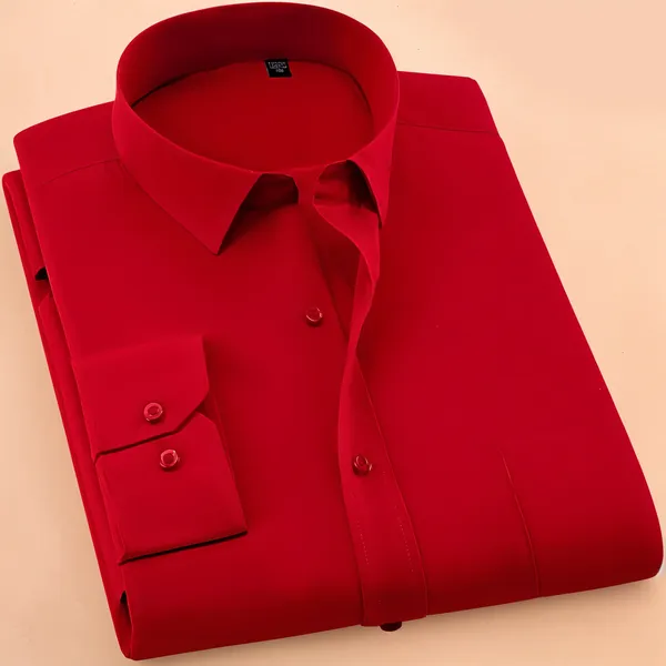 New_Cotton_Blend_Solid_Shirts_Red